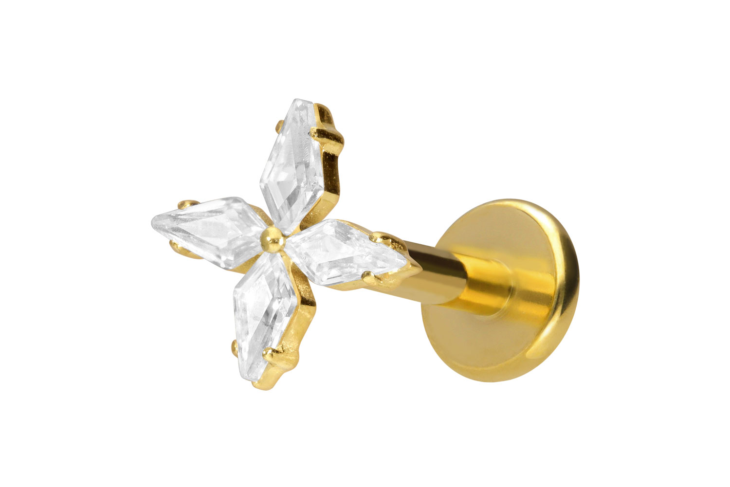 Titan Labret Piercing mit Innengewinde KRISTALLSTERN